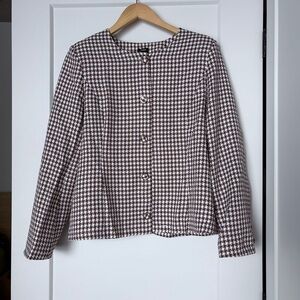 Vonda Houndstooth Jacket | Brown & White | XL